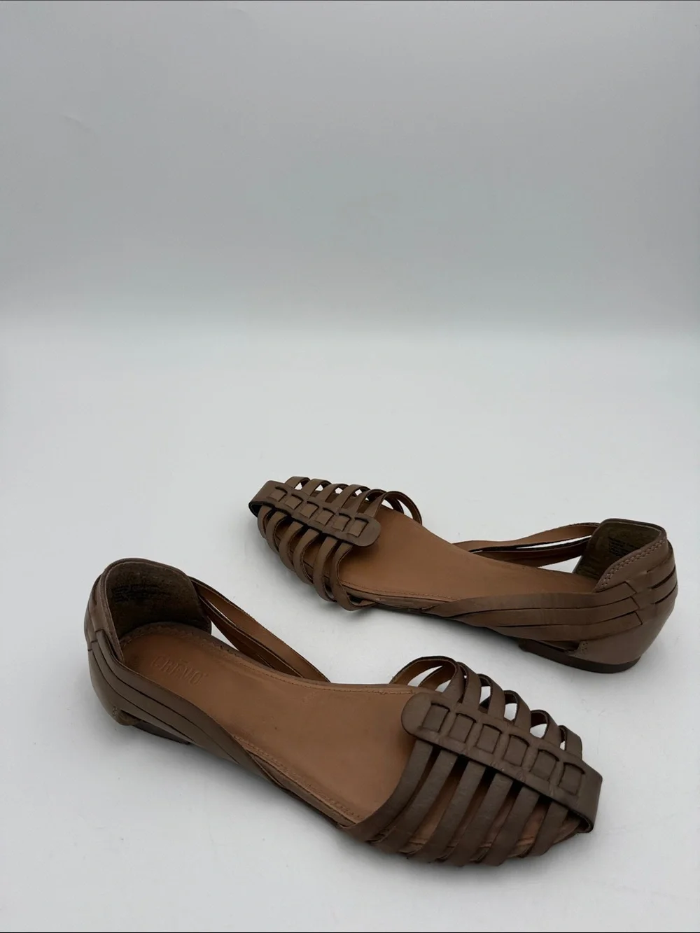 Crevo Brown Woven Leather Women's Flats 8.5 casual office vacation retro Y2K